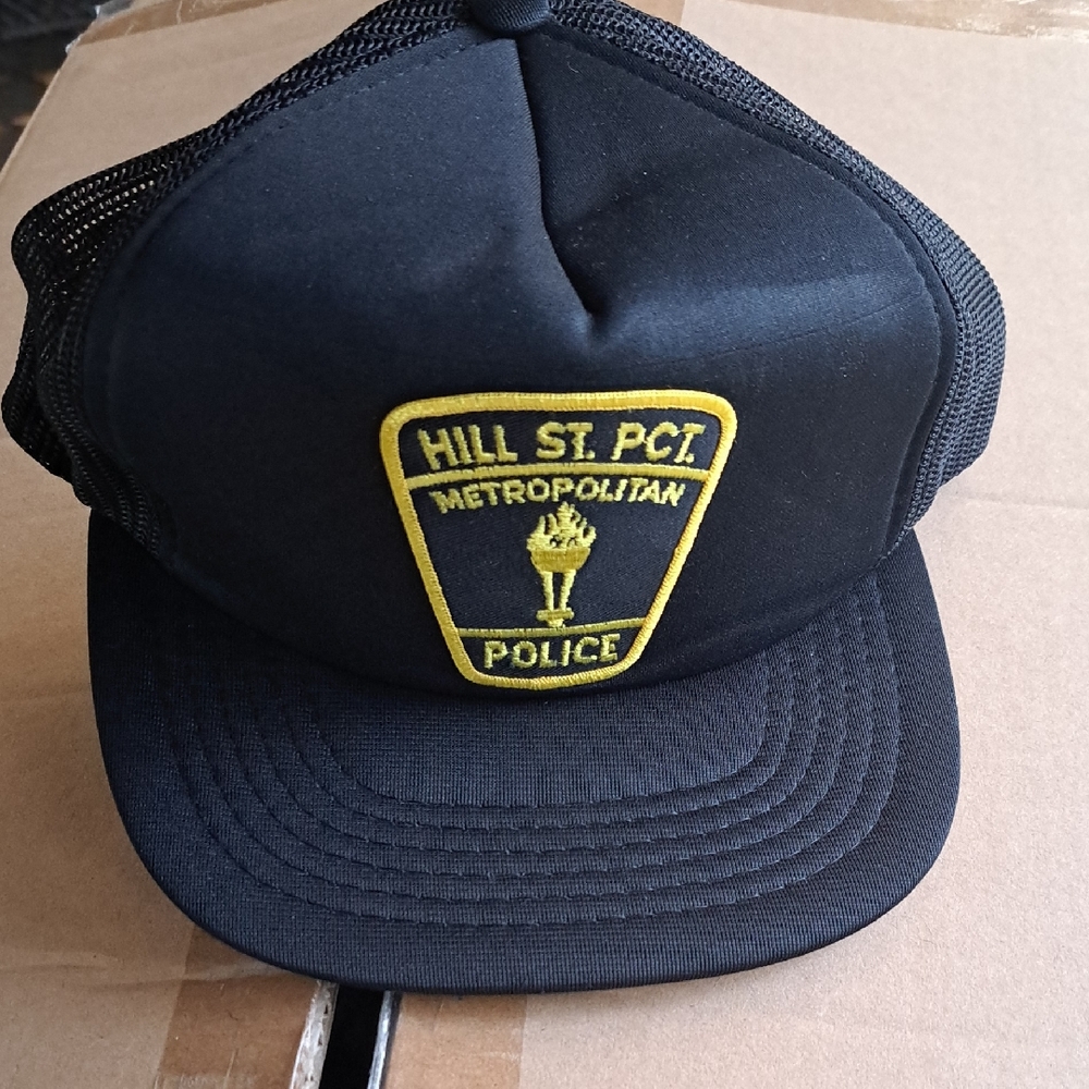 Black Police Patch Trucker Cap